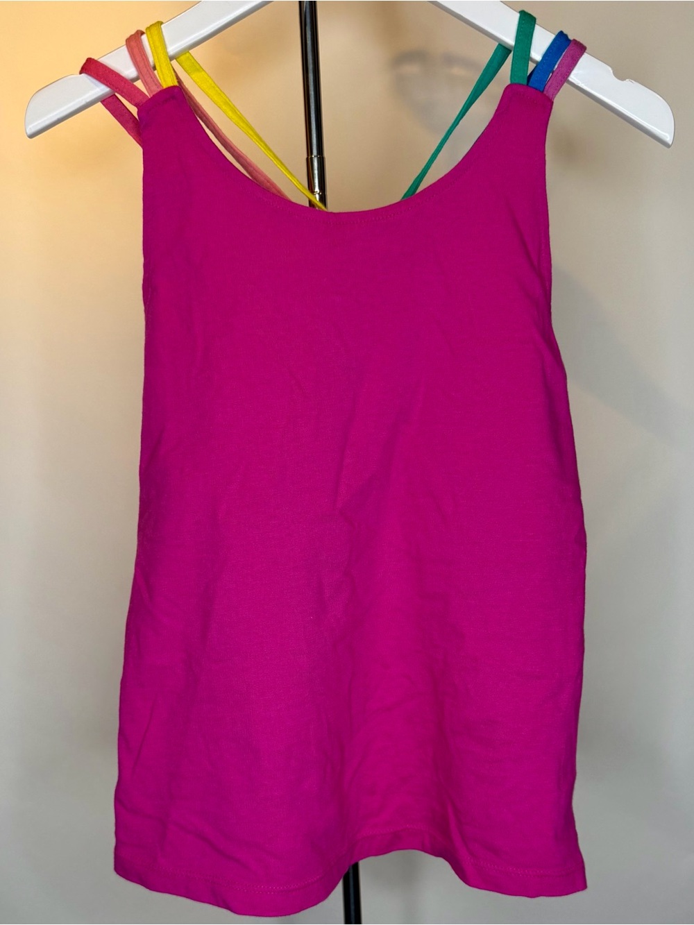 Mini Boden Tutti Fruity Pink Rainbow Strappy Back Tank Top